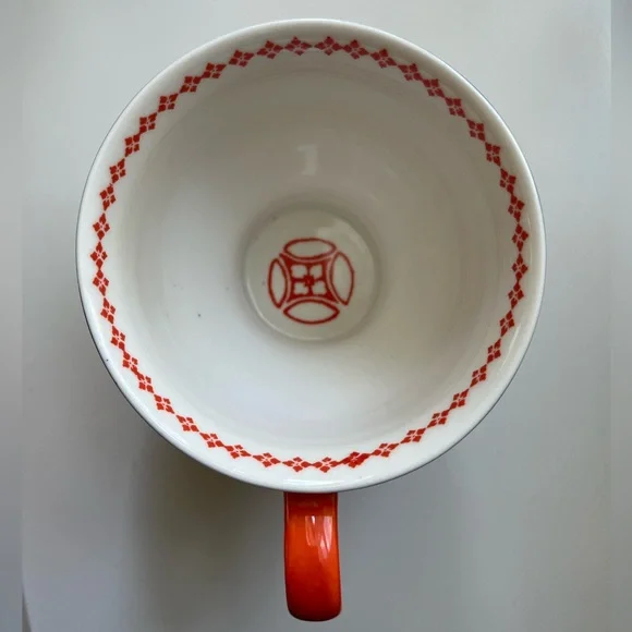 Anthropologie Orange Multi Pedestal Floral Mug Coffee Tea Cup by Jennifer Lewis - Picture 4 of 5